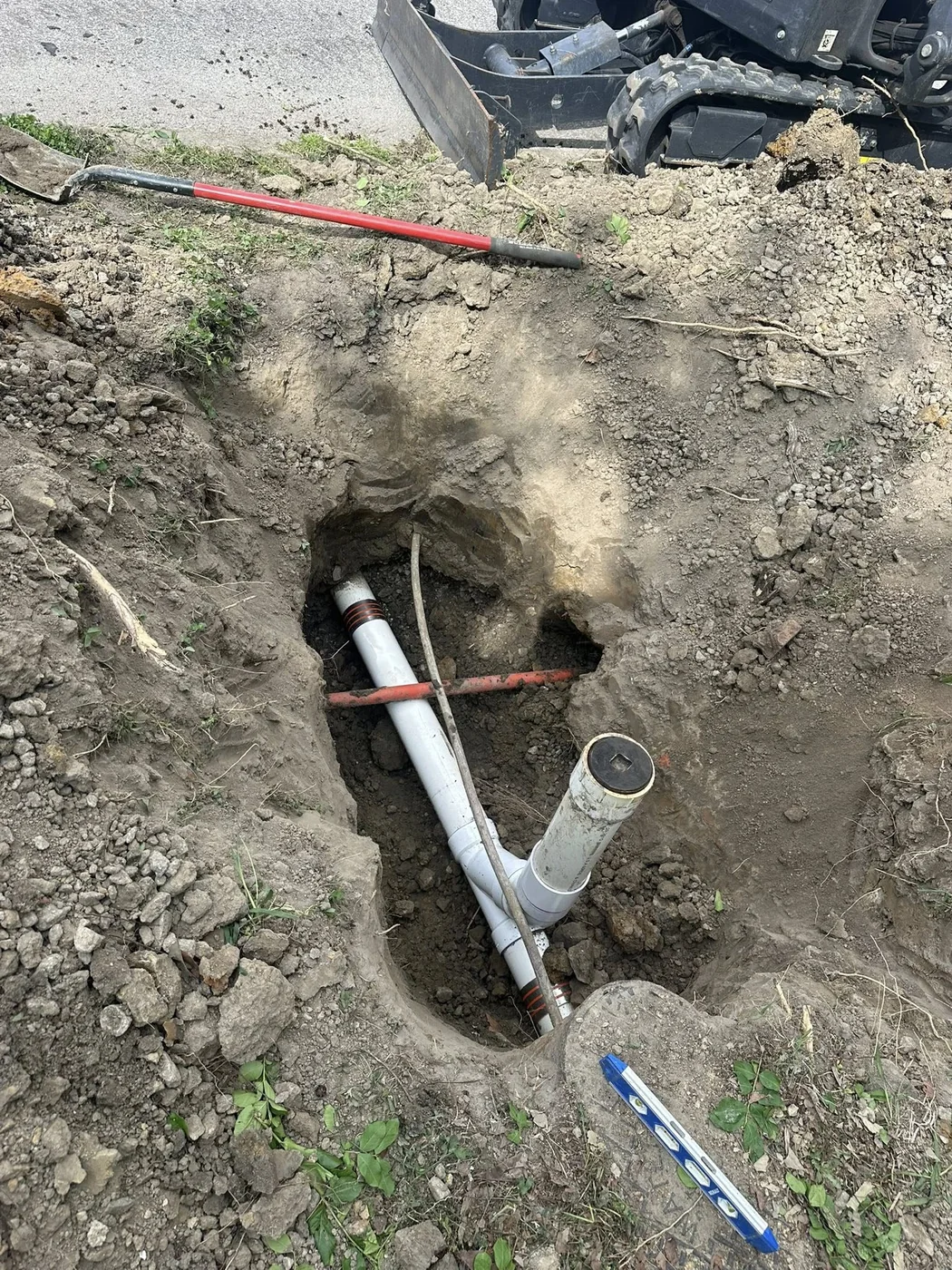 Sewer main repair excavation by Williams Plumbing & Repair LLC