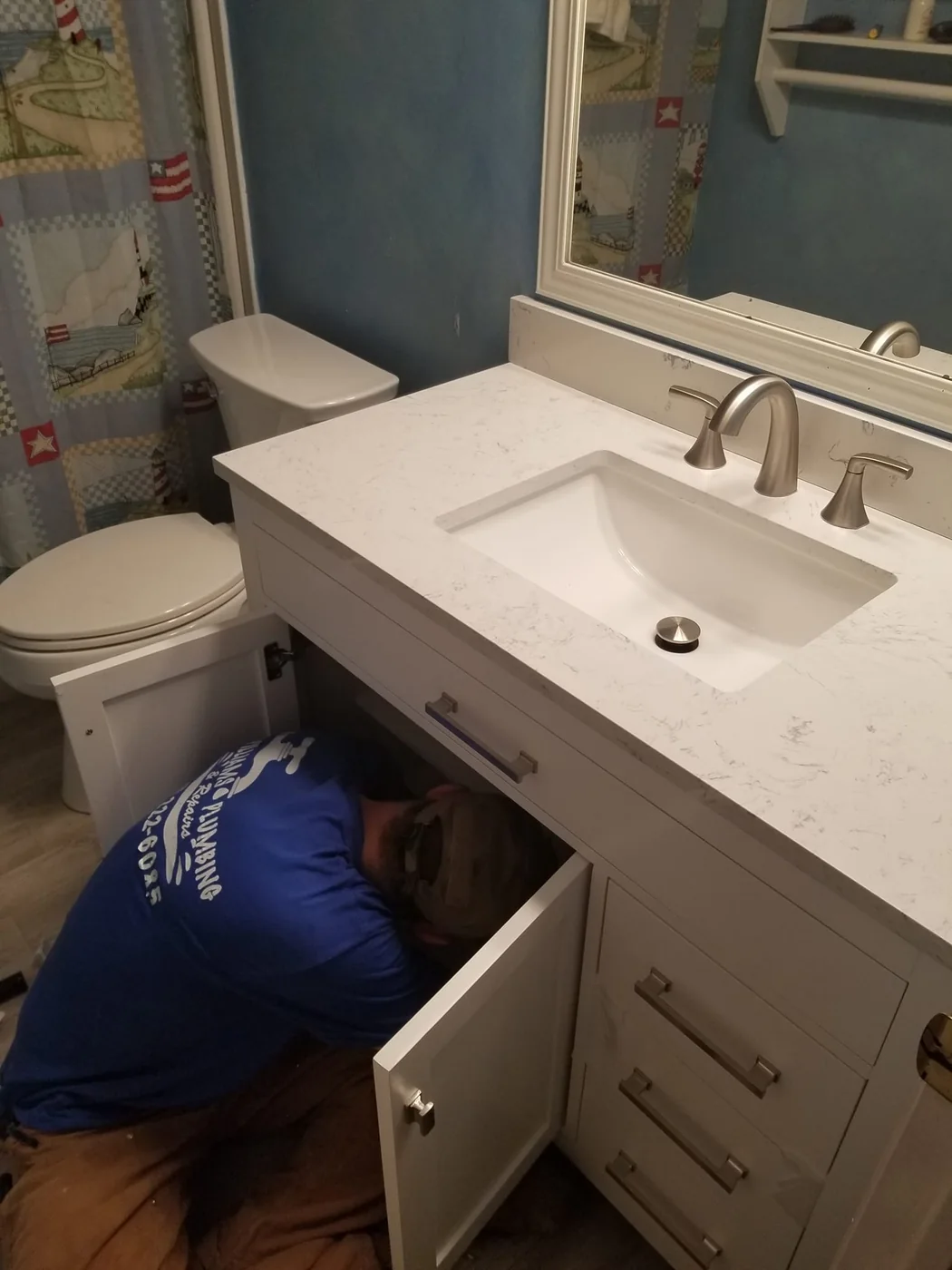 Bathroom vanity plumbing work by Williams Plumbing & Repair LLC